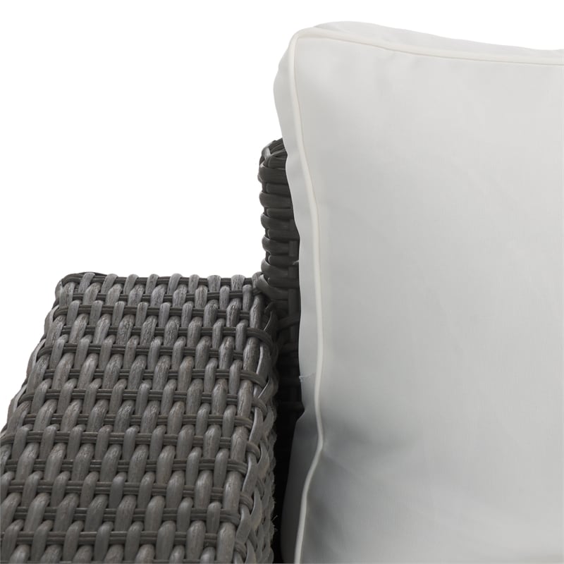 Safavieh Margarita Wicker Aluminum Patio Sofa in Dark Gray / White