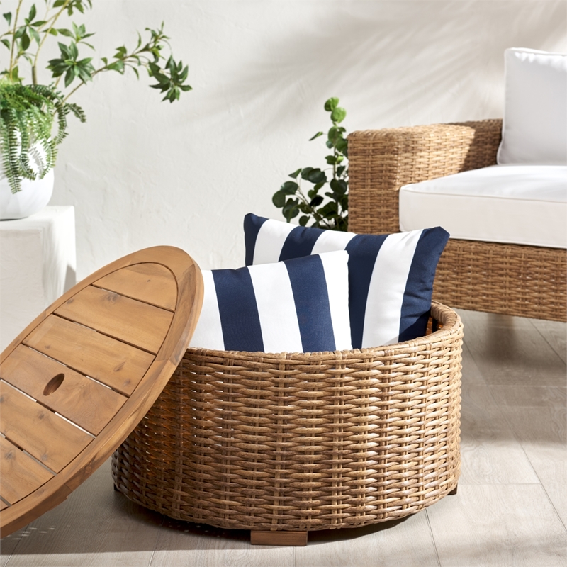 Safavieh Anguilla Wicker Aluminum Coffee Table in Natural