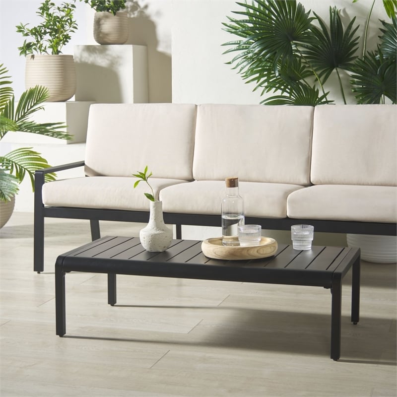 Safavieh Guam Aluminum Outdoor Coffee Table in Black