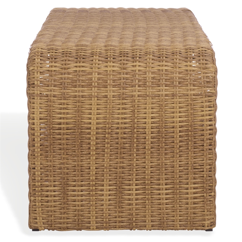 Safavieh Lynsee Wicker Stainless Steel Bench in Natural