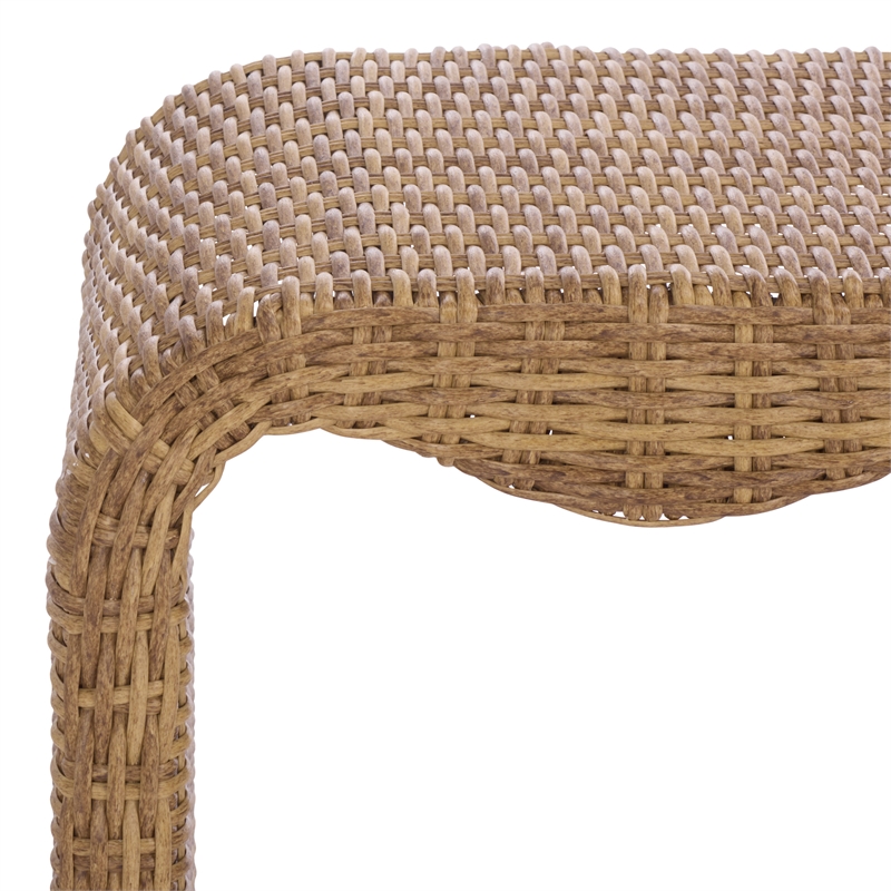 Safavieh Lynsee Wicker Stainless Steel Bench in Natural