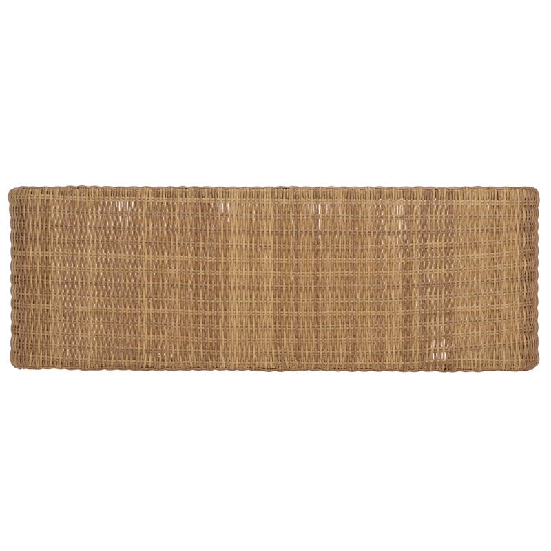 Safavieh Lynsee Wicker Stainless Steel Bench in Natural