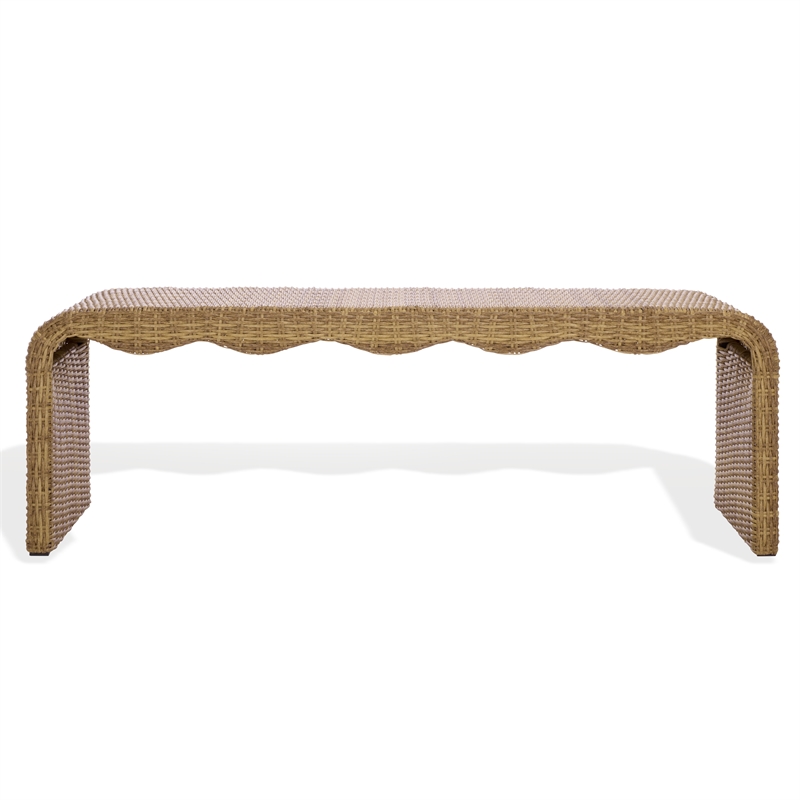 Safavieh Lynsee Wicker Stainless Steel Bench in Natural
