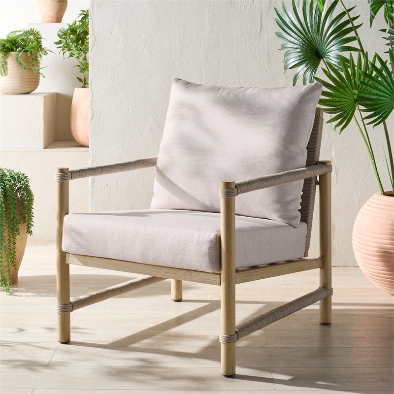Safavieh Dorianna Aluminum Patio Chair in Sand / Beige