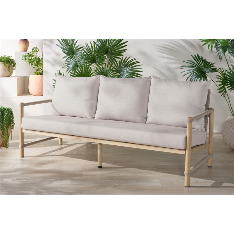 Safavieh Dorianna Aluminum Patio Sofa in Sand / Beige