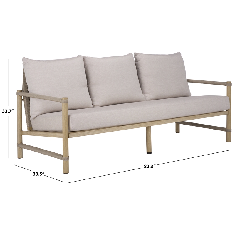 Safavieh Dorianna Aluminum Patio Sofa in Sand / Beige