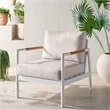 Safavieh Chryssa Aluminum and Wood Patio Chair in White / Beige