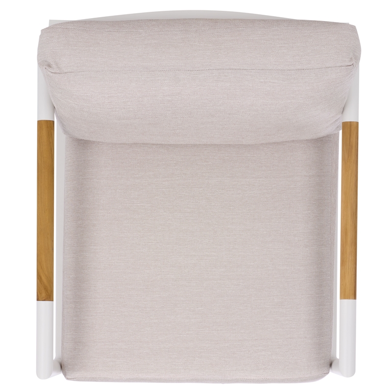 Safavieh Chryssa Aluminum and Wood Patio Chair in White / Beige