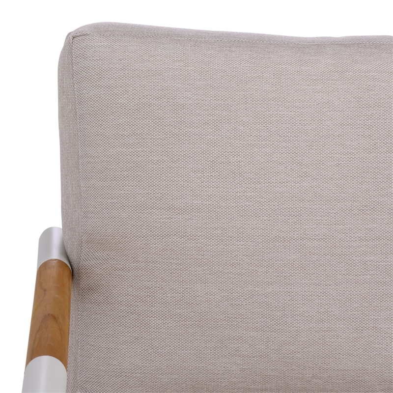 Safavieh Chryssa Aluminum and Wood Patio Sofa in White / Beige
