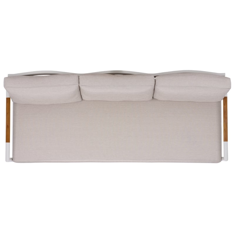 Safavieh Chryssa Aluminum and Wood Patio Sofa in White / Beige