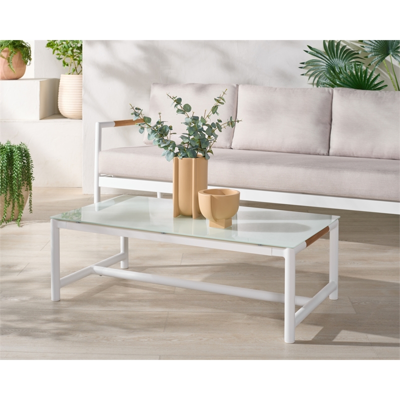 Safavieh Chryssa Aluminum and Wood Coffee Table in White