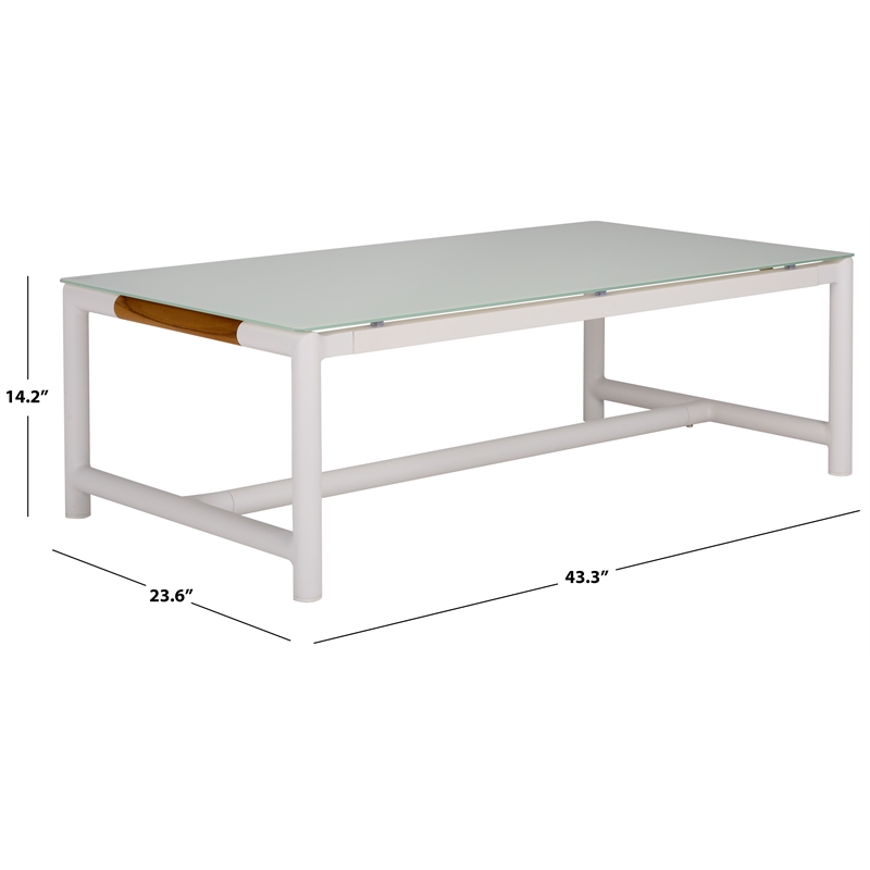 Safavieh Chryssa Aluminum and Wood Coffee Table in White