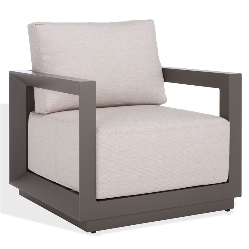 Safavieh Donaldo Aluminum Outdoor Chair in Dark Gray / Beige