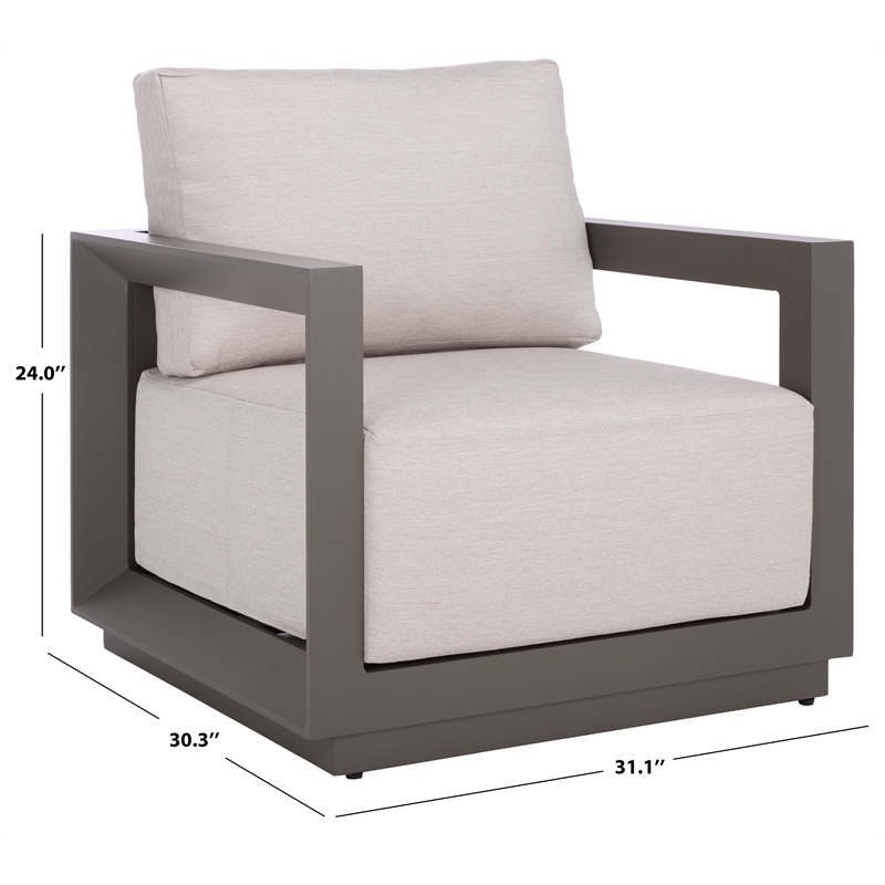 Safavieh Donaldo Aluminum Outdoor Chair in Dark Gray / Beige