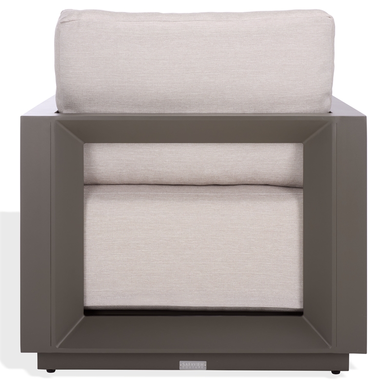 Safavieh Donaldo Aluminum Outdoor Chair in Dark Gray / Beige