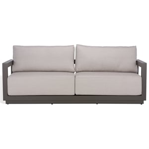 Safavieh Donaldo Aluminum Outdoor Sofa in Dark Gray / Beige