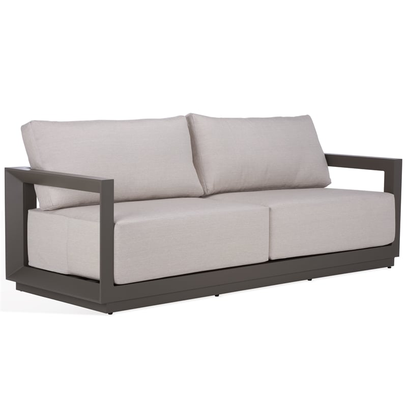 Safavieh Donaldo Aluminum Outdoor Sofa in Dark Gray / Beige