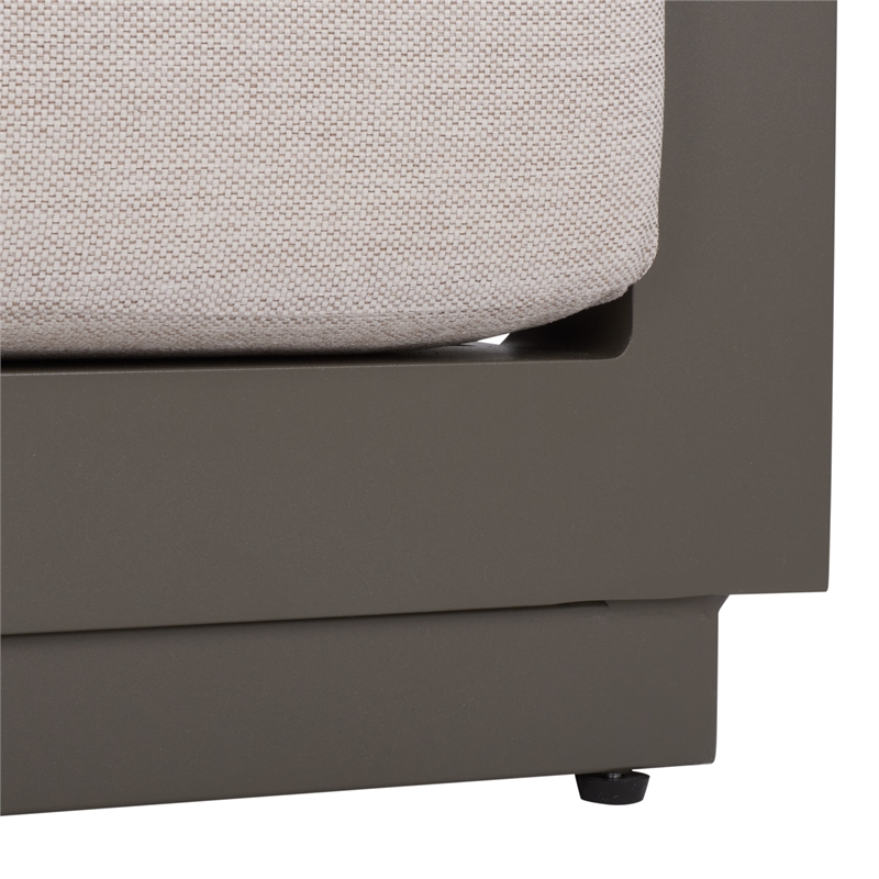 Safavieh Donaldo Aluminum Outdoor Sofa in Dark Gray / Beige
