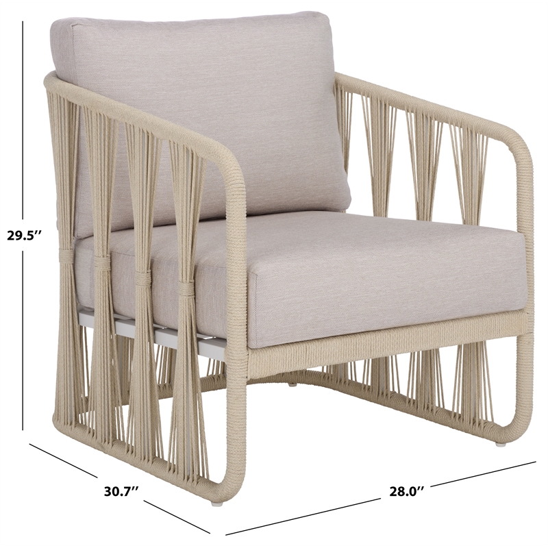 Safavieh Franklyn Rope and Aluminum Patio Chair in White / Beige