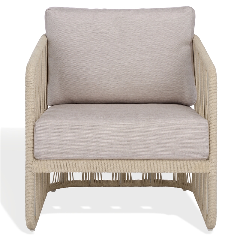 Safavieh Franklyn Rope and Aluminum Patio Chair in White / Beige