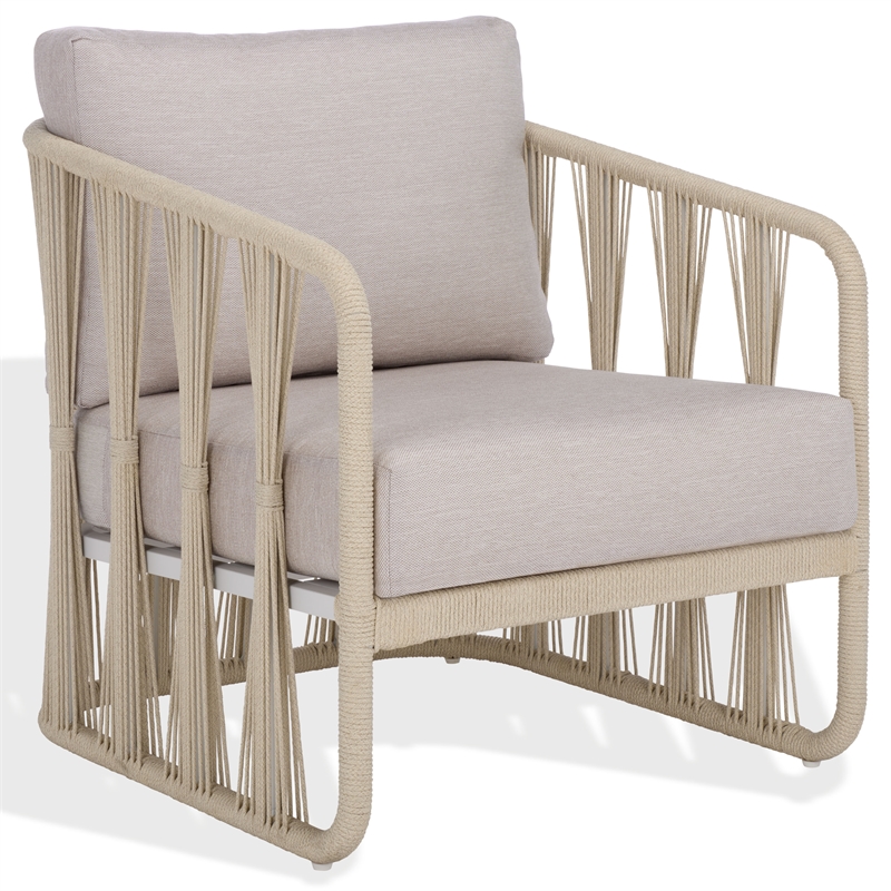Safavieh Franklyn Rope and Aluminum Patio Chair in White / Beige