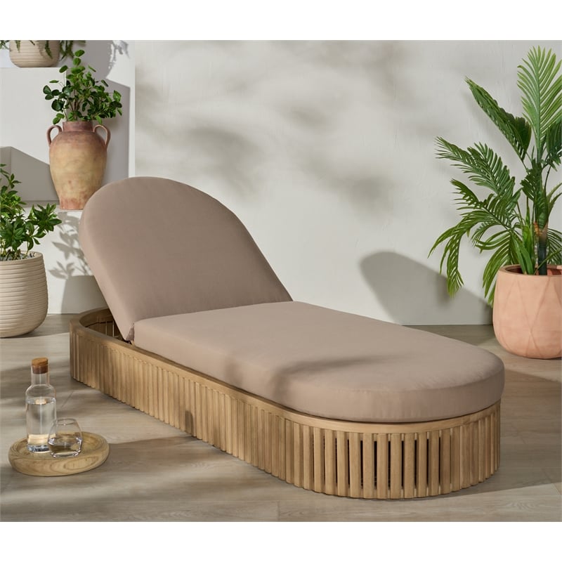 Safavieh Arielle Eucalyptus Wood Sun Lounger in Natural / Brown
