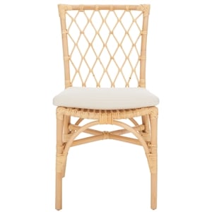 Safavieh Austri Rattan and Fabric Dining Chair w/ Cushion in White / Natural