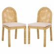 Safavieh Tojo Cane Roundback Wood Dining Chair in Natural / White