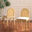 Safavieh Tojo Cane Roundback Wood Dining Chair in Natural / White