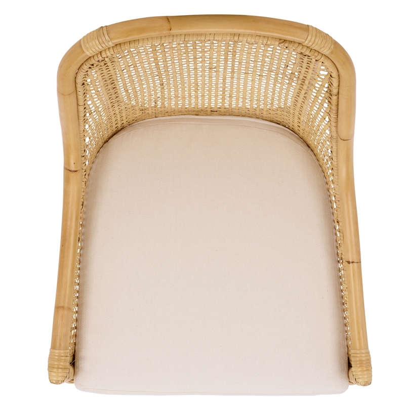Safavieh Alina Rattan and Fabric Dining Chair w/ Cushion in Natural / White