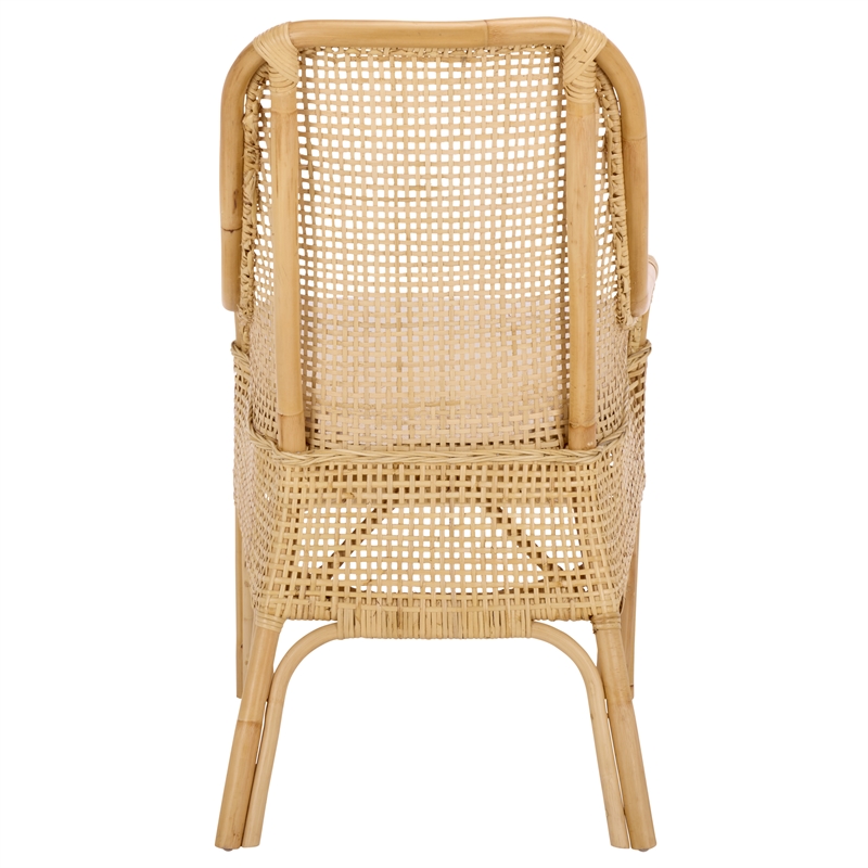 Safavieh Alina Rattan and Fabric Dining Chair w/ Cushion in Natural / White