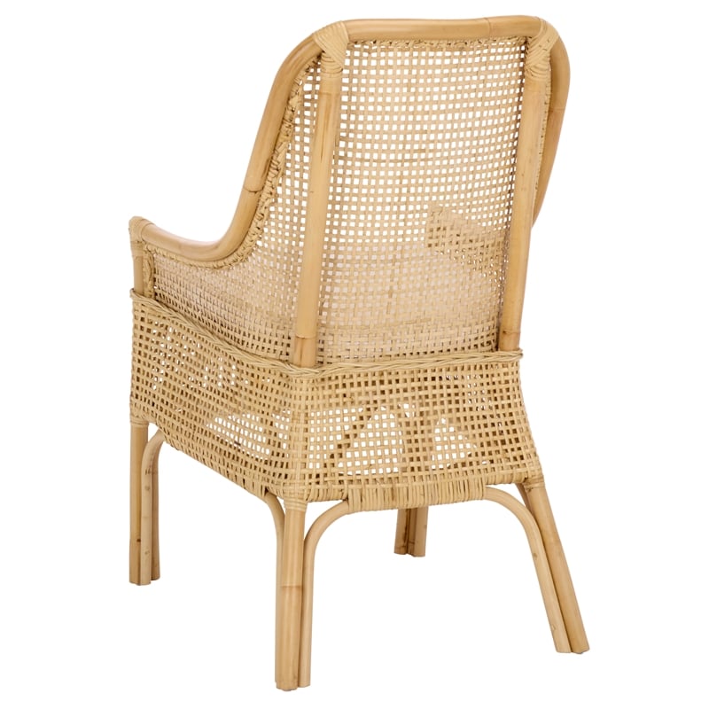 Safavieh Alina Rattan and Fabric Dining Chair w/ Cushion in Natural / White