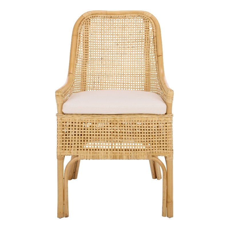 Safavieh Alina Rattan and Fabric Dining Chair w/ Cushion in Natural / White