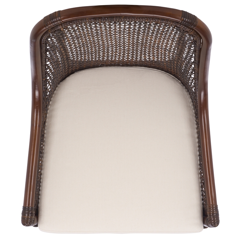 Safavieh Alina Rattan and Fabric Dining Chair w/ Cushion in Brown / White