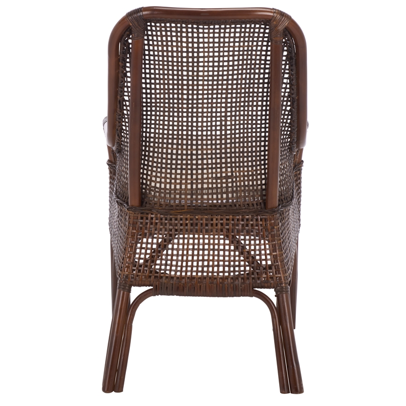 Safavieh Alina Rattan and Fabric Dining Chair w/ Cushion in Brown / White