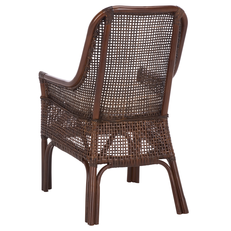 Safavieh Alina Rattan and Fabric Dining Chair w/ Cushion in Brown / White