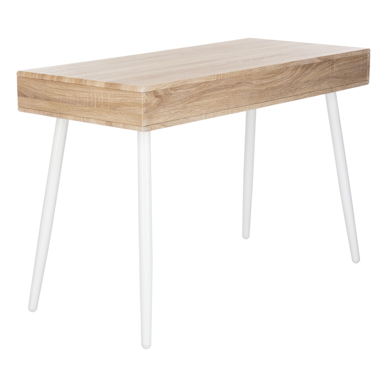 Safavieh Jorja 1 Drawer 1 Shelf Wood and Metal Desk in Natural / White