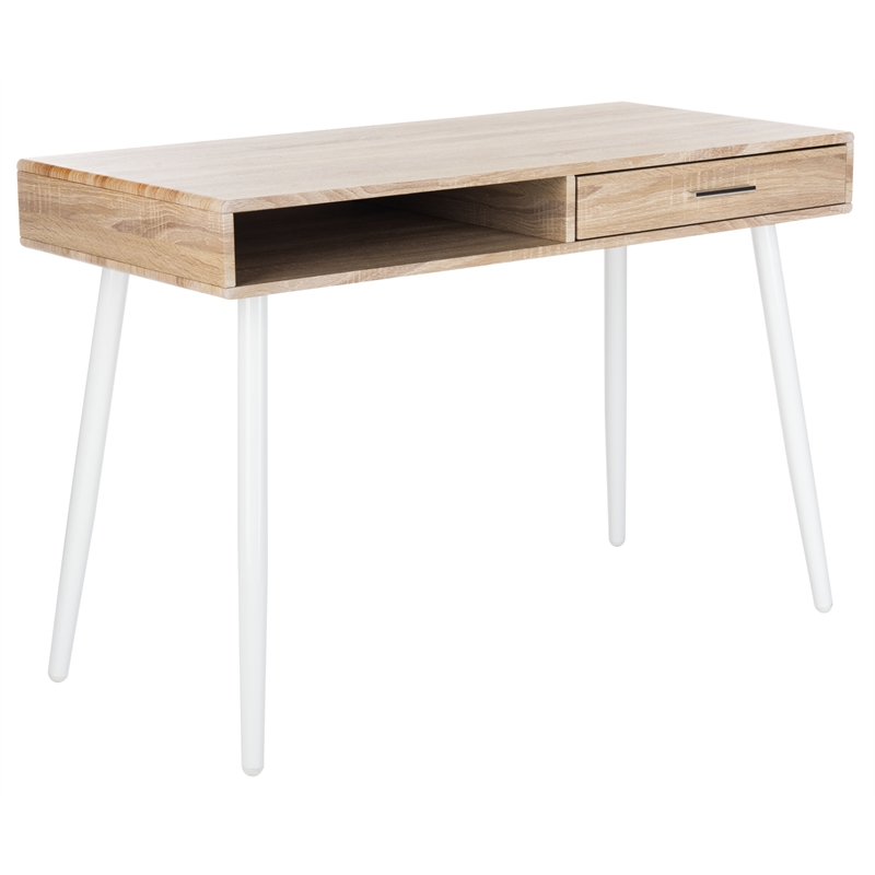 Safavieh Jorja 1 Drawer 1 Shelf Wood and Metal Desk in Natural / White