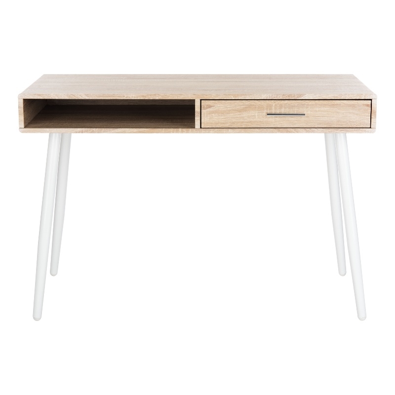 Safavieh Jorja 1 Drawer 1 Shelf Wood and Metal Desk in Natural / White