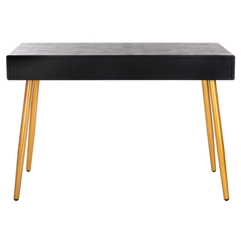 Safavieh Jorja 1 Drawer 1 Shelf Wood and Metal Desk in Black / Gold