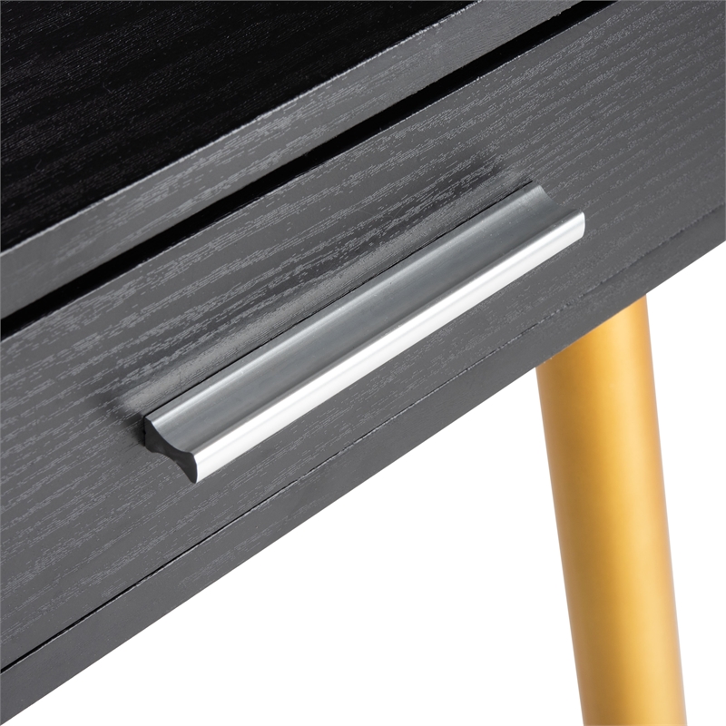 Safavieh Jorja 1 Drawer 1 Shelf Wood and Metal Desk in Black / Gold