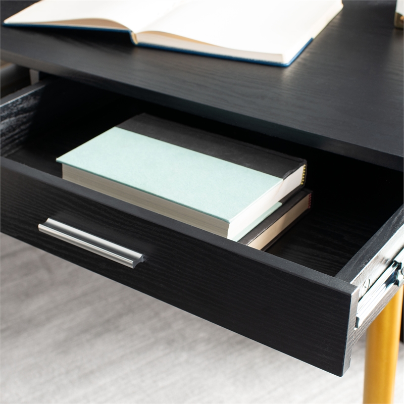 Safavieh Jorja 1 Drawer 1 Shelf Wood and Metal Desk in Black / Gold