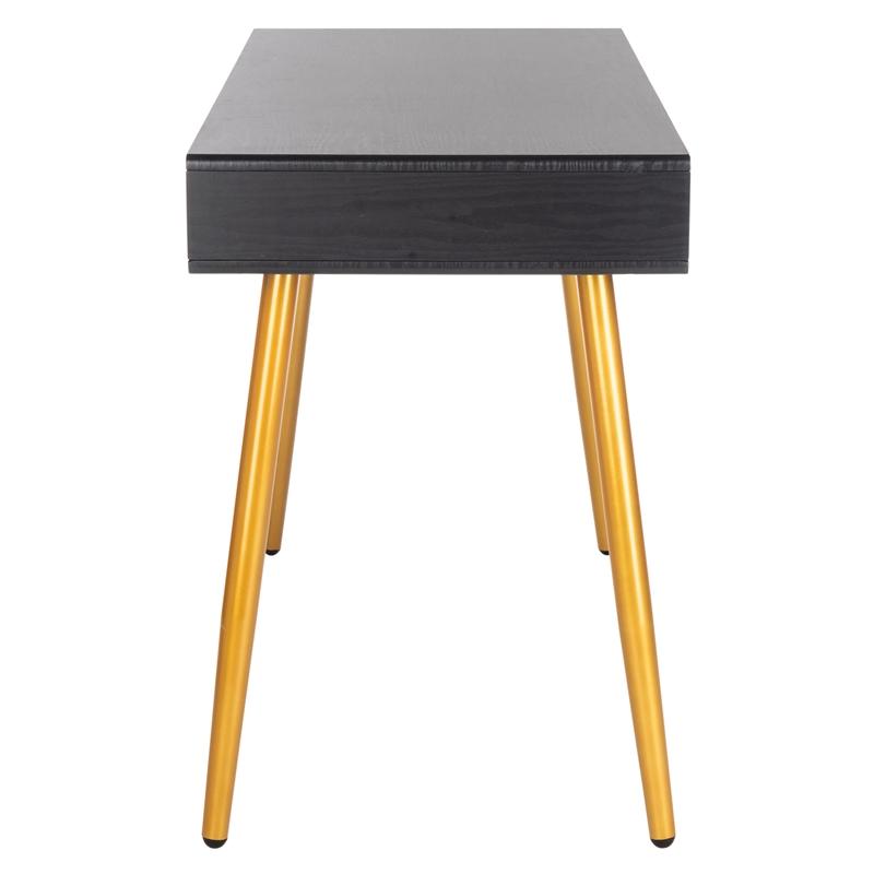 Safavieh Jorja 1 Drawer 1 Shelf Wood and Metal Desk in Black / Gold