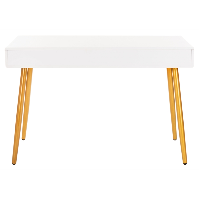 Safavieh Jorja 1 Drawer 1 Shelf Wood and Metal Desk in White / Gold