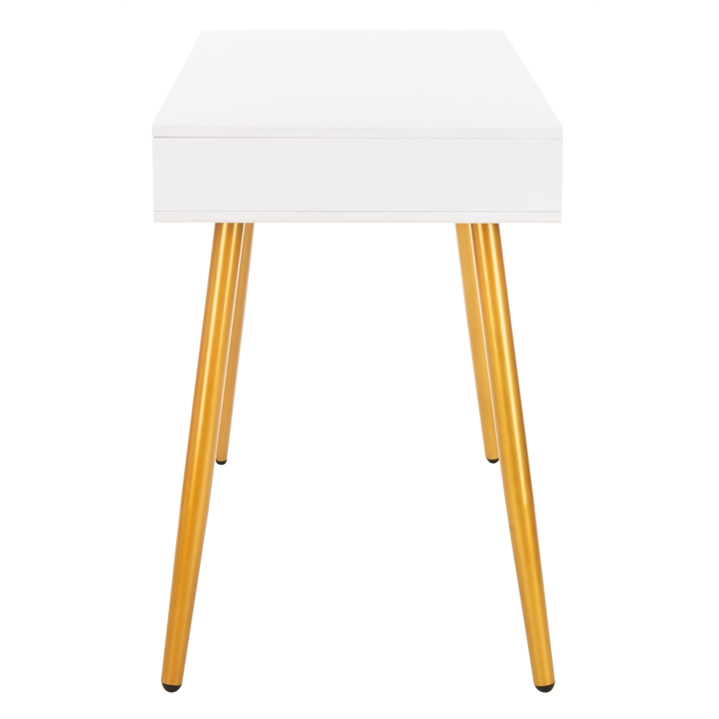 Safavieh Jorja 1 Drawer 1 Shelf Wood and Metal Desk in White / Gold