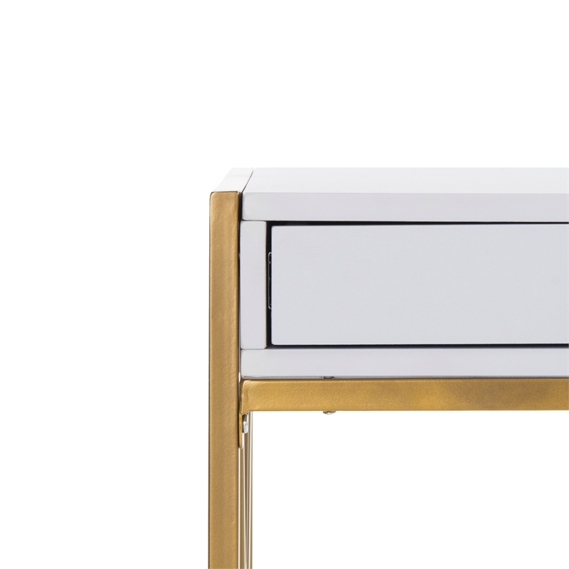 Safavieh Elaine 1 Drawer Wood Desk in White / Gold