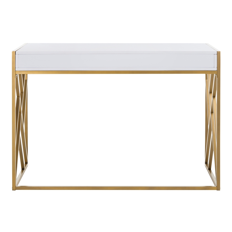 Safavieh Elaine 1 Drawer Wood Desk in White / Gold