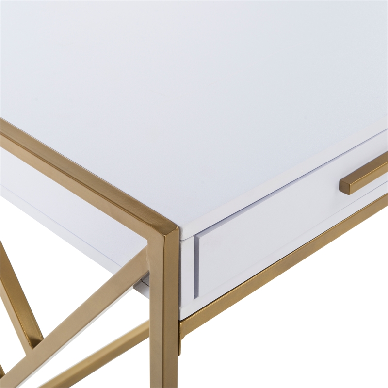 Safavieh Elaine 1 Drawer Wood Desk in White / Gold