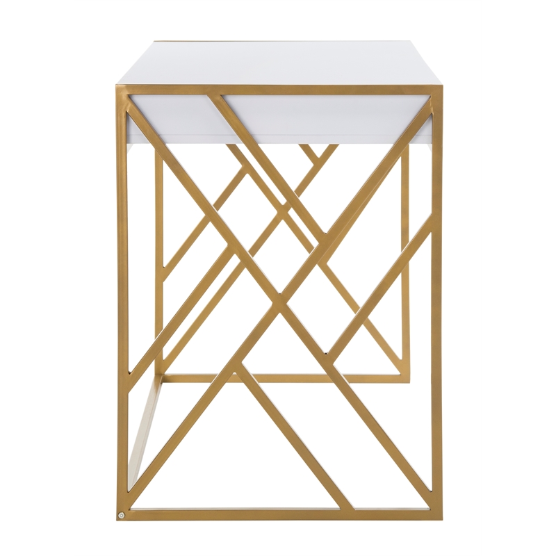 Safavieh Elaine 1 Drawer Wood Desk in White / Gold