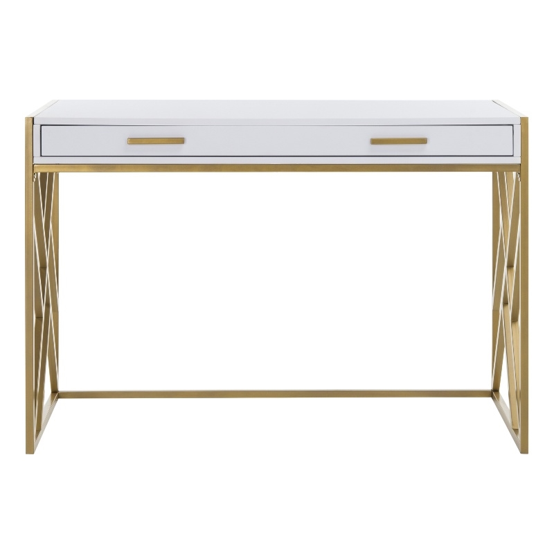Safavieh Elaine 1 Drawer Wood Desk in White / Gold
